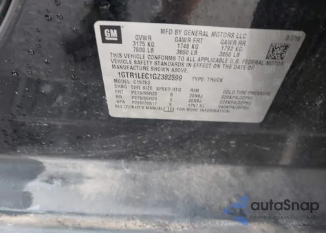 2016 GMC Sierra 1500 from USA, damaged, VIN 1GTR1LEC1GZ382599